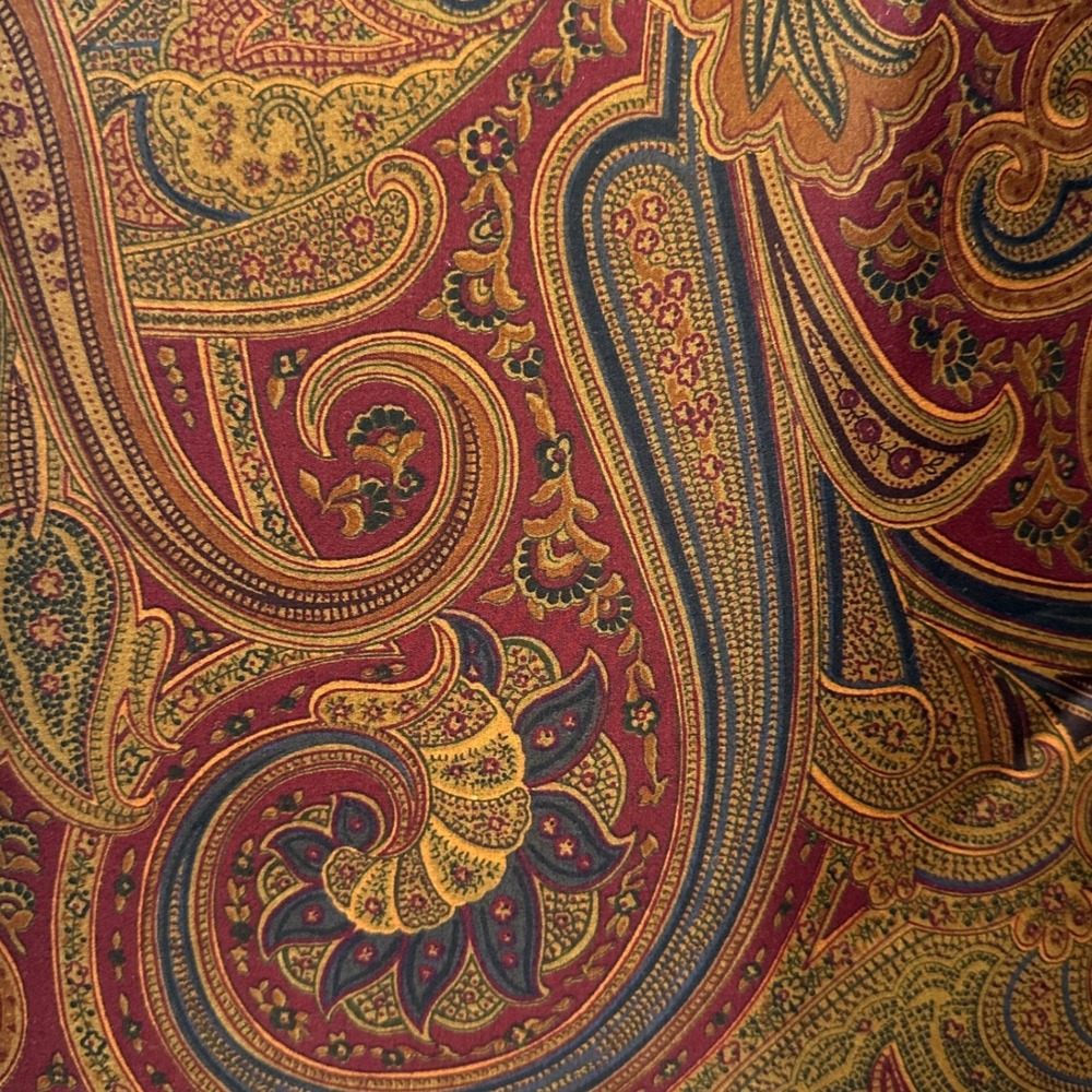 American Living Lichfield Paisley Curtain Panels 84x84 Burgundy Olive Navy 2ct - Picture 4 of 5